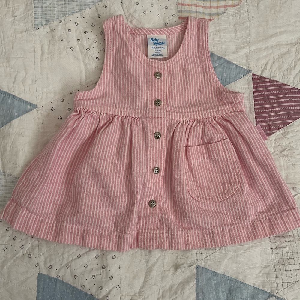 Vintage Oshkosh pink stripe jumper dress USA made